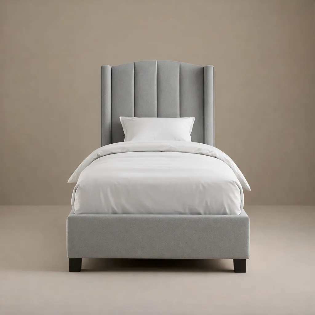[SUMBOK-A05-Bed335] SUMBOK A05 Bed (Light gray, 90X190, With Wings - مع جانبين)