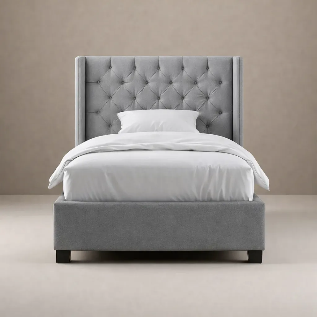 [SUMBOK-A03-Bed186] SUMBOK A03 Bed (Light gray, 90X190, With Wings - مع جانبين)