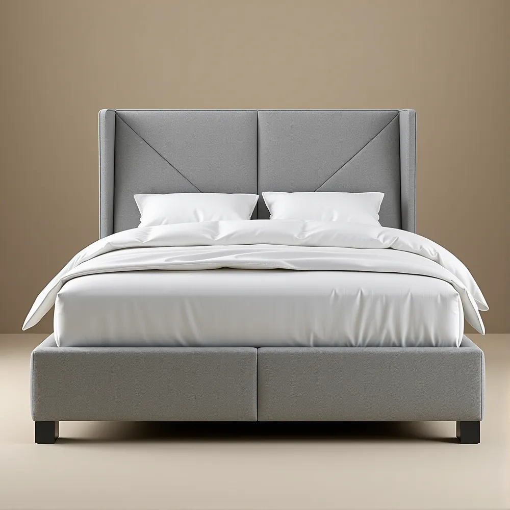 [SUMBOK-A04-Bed285] SUMBOK A04 Bed (90X190, Light gray, With Wings - مع جانبين)